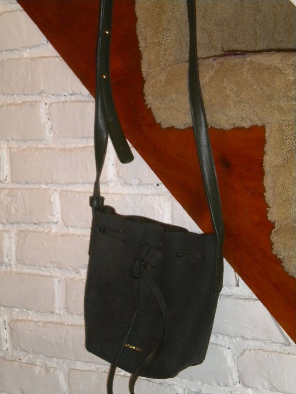 Mansur Gavriel Olive Green Suede Bucket Bag Gold Hardware